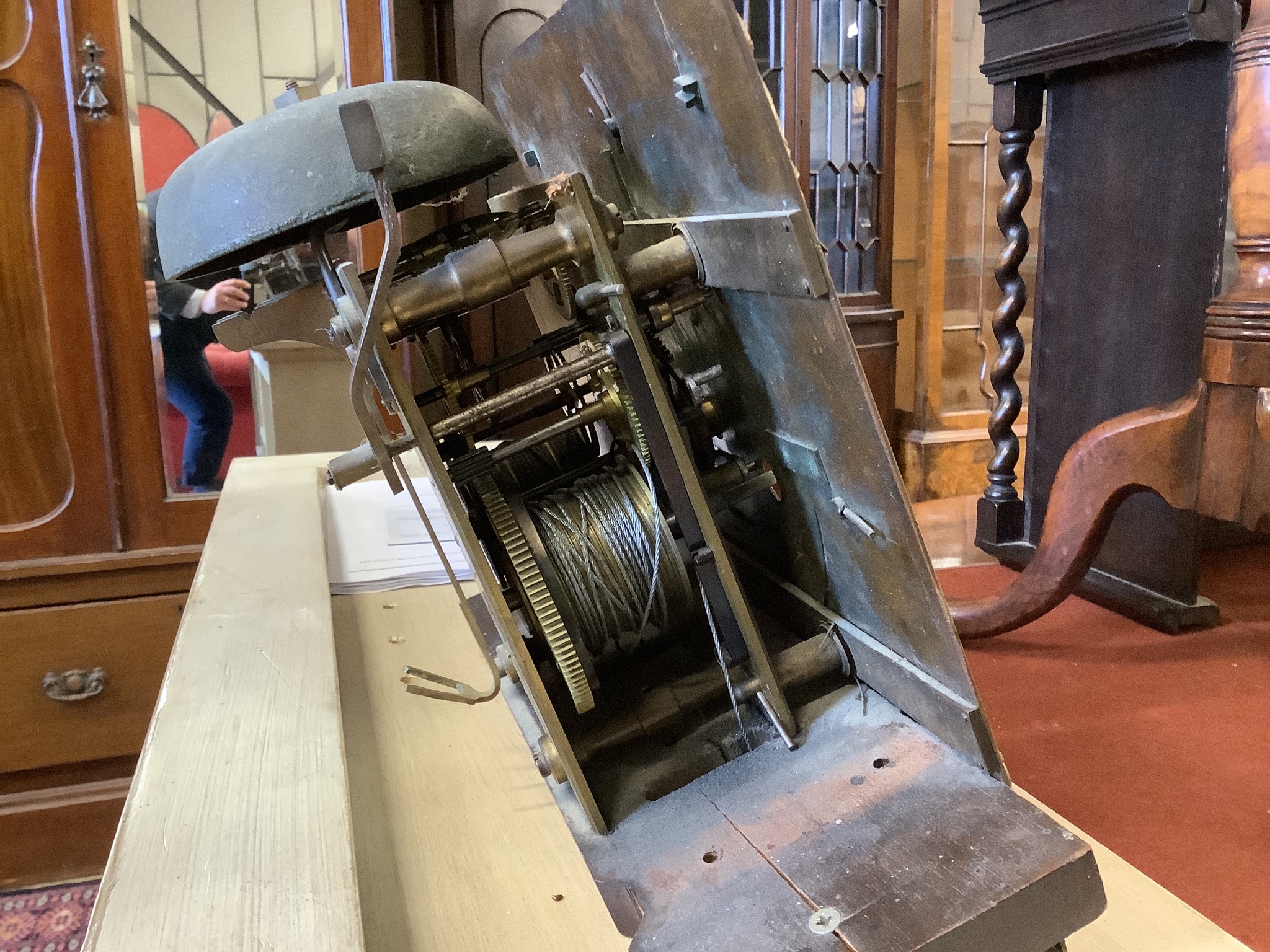 An 18th century oak 8 day longcase clock, marked Wm. Tipling at Leeds, later cased, height 208cm